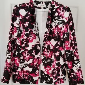 Pink and black open front blazer